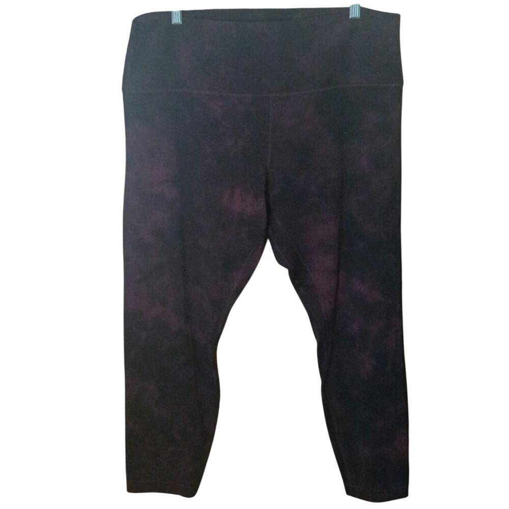 Lululemon Women 18 Black/ Maroon Tie Dye Wunder Train High Rise Tight 25"
